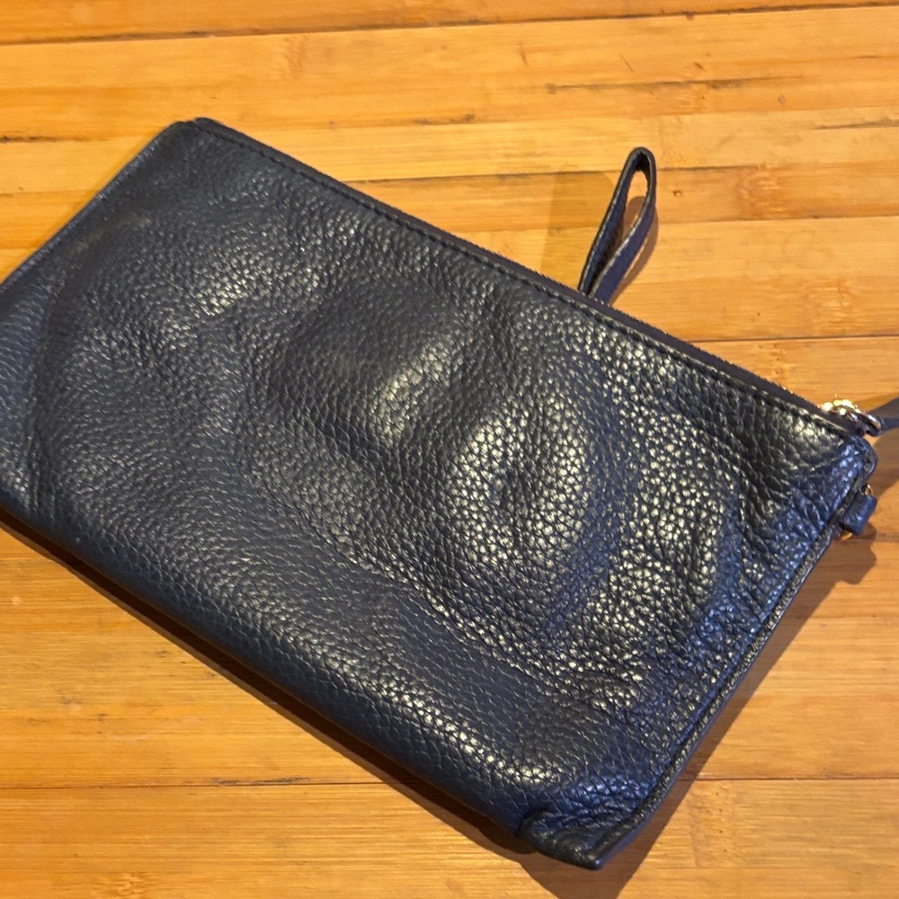 Michael Kors Dark Blue Leather Wristlet - Picture 3 of 4